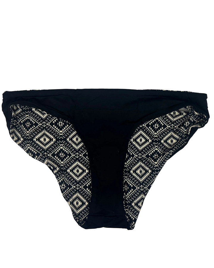 Black and Cream Reversible Classic Bikini Bottom - Small and Medium