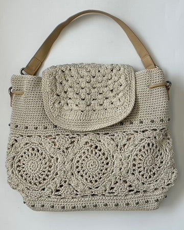 Beige Crochet Backpack