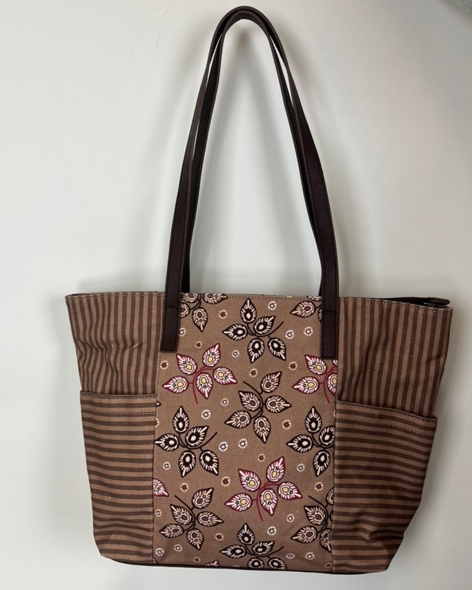 Brown Pattern Shopper Tote Bag