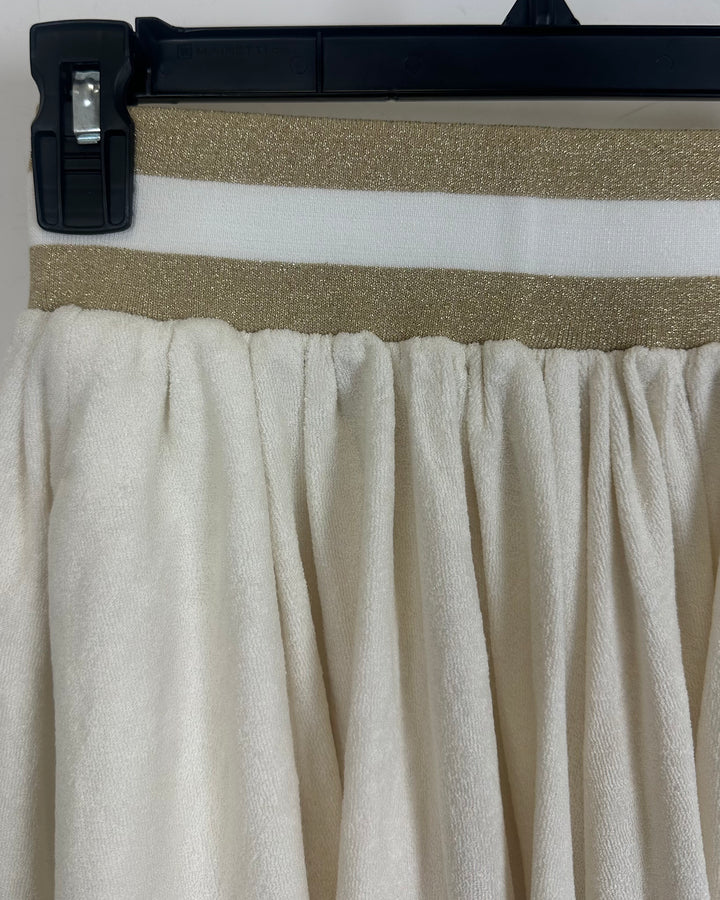 Off White and Gold Flowy Shorts - XS, S, M, L, XL