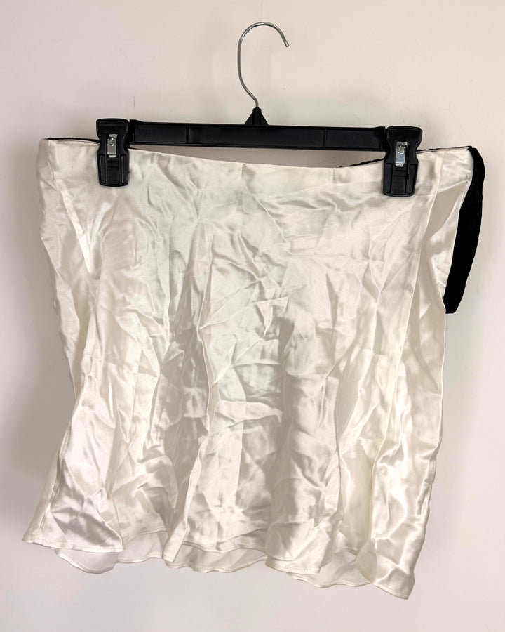 White Satin Bandeau Top with Bow - Size Small/Medium