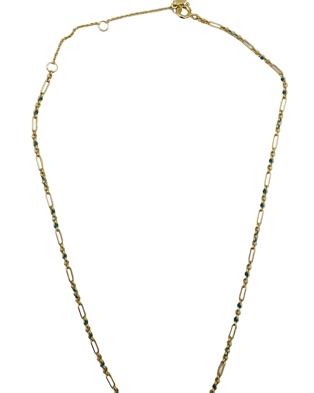 Teal Lariat Gold Necklace