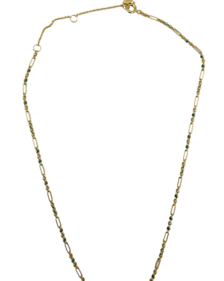 Teal Lariat Gold Necklace