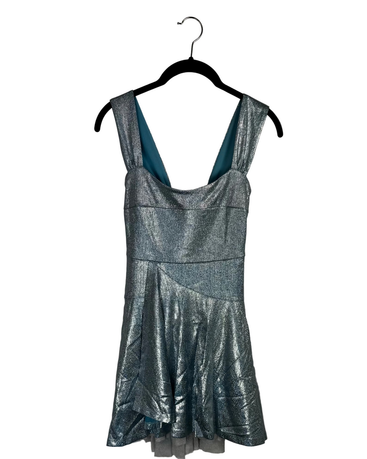 Light Blue Metallic Sleeveless Dress - Extra Small, Small, Medium, Large