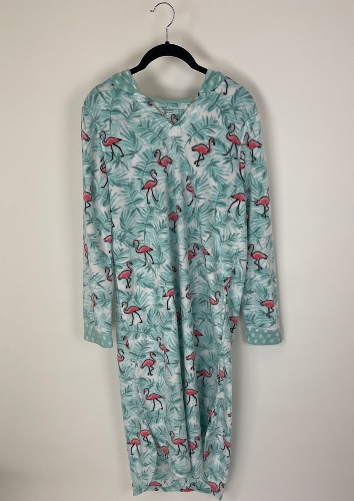 Pink and Teal Flamingo Print Nightgown - Size 4