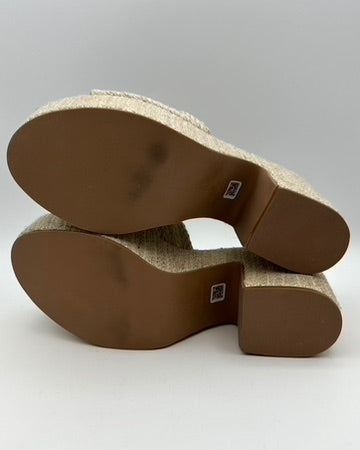 Beige Raffia Platform Sandal - Size 6.5 and 8.5