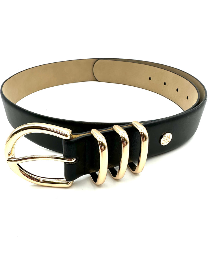Black Belt with Gold Hardware - Size Medium
