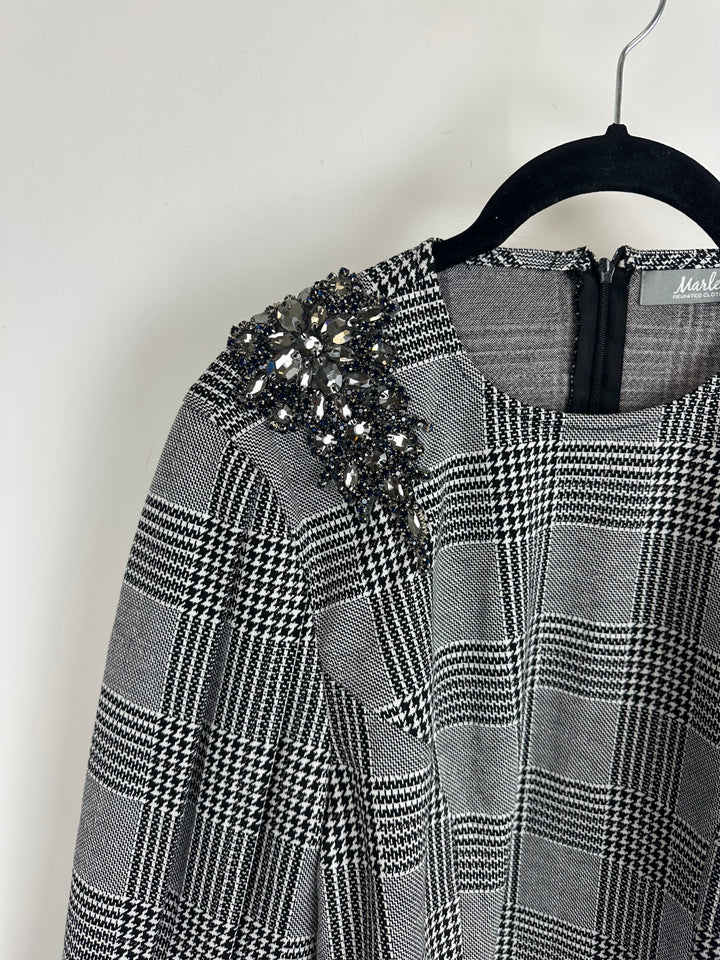 Black and White Houndstooth Top- 6/8