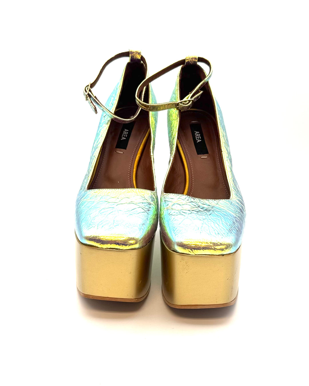 Pink Opalescent Monogram Platform Heel - Size 40