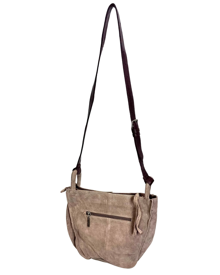Mocha Suede Crossbody Strap Bag
