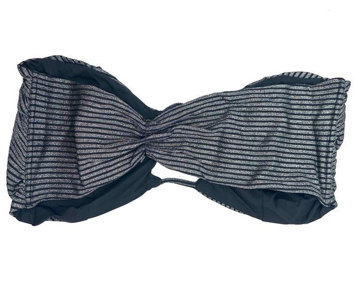 Metallic Black Strapless Bandeau Bikini Top - Extra Extra Extra Large