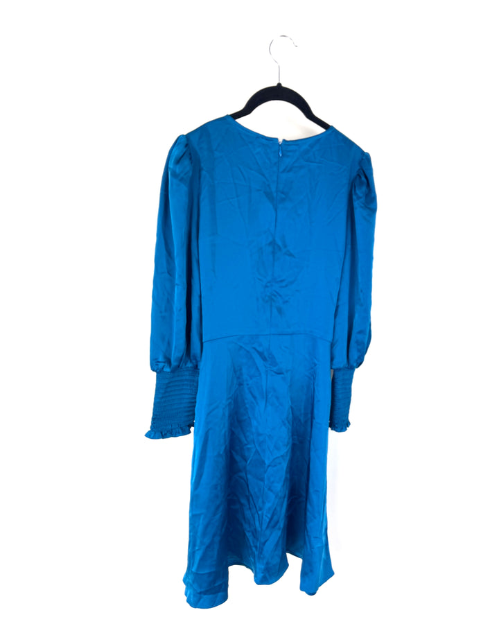 Teal Satin Mini Dress - Size 4