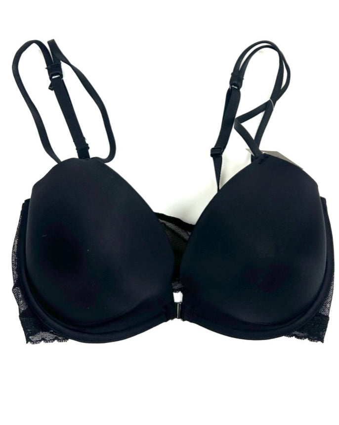 Black Front Clasp Push Up Bra - Size 34DD