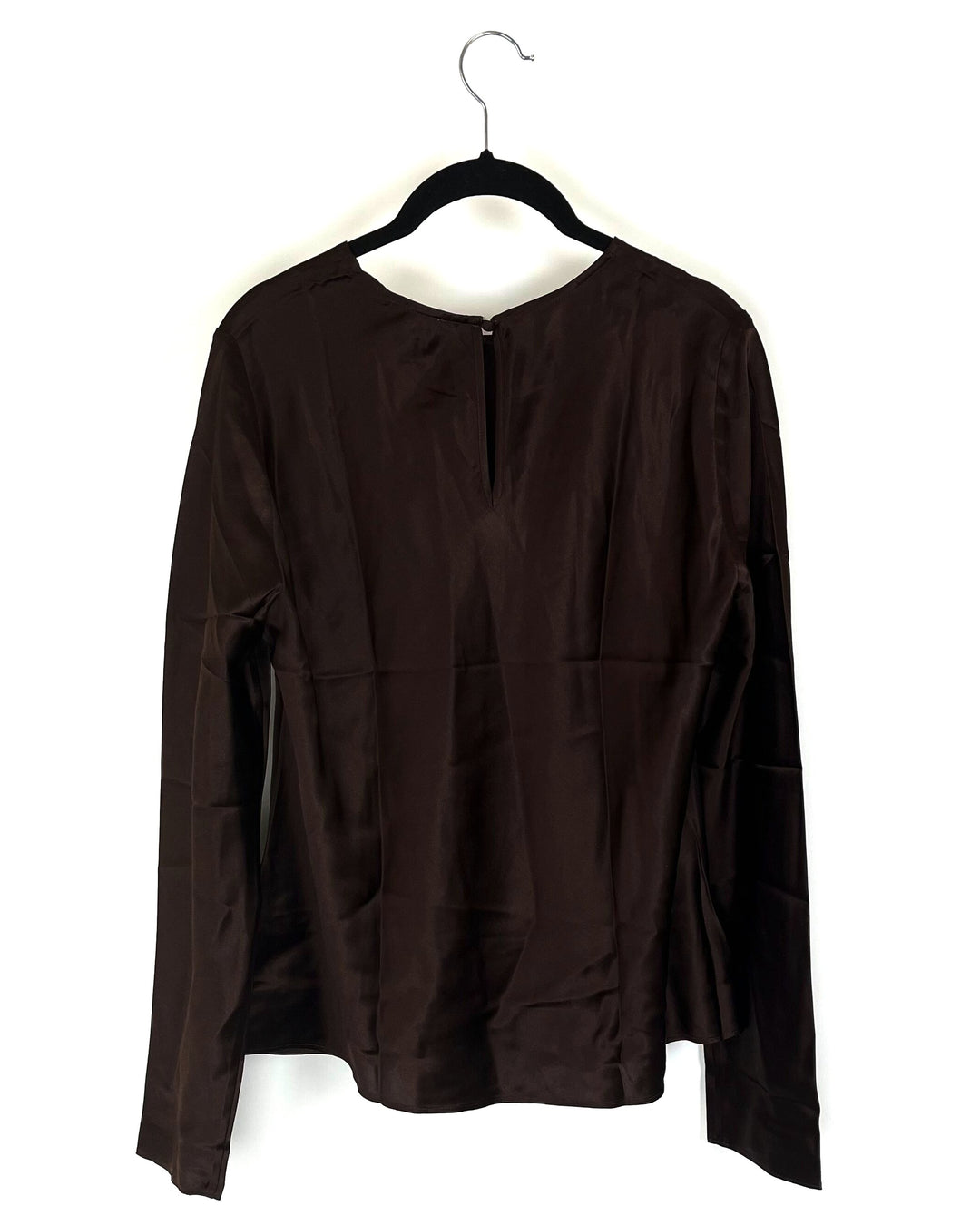 Brown Silk Long Sleeve Shirt - Large