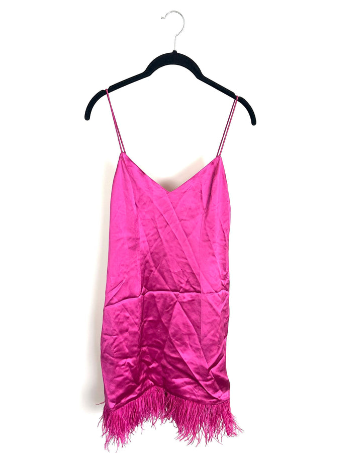 Bright Hot Pink Feather Dress - Size 0/2