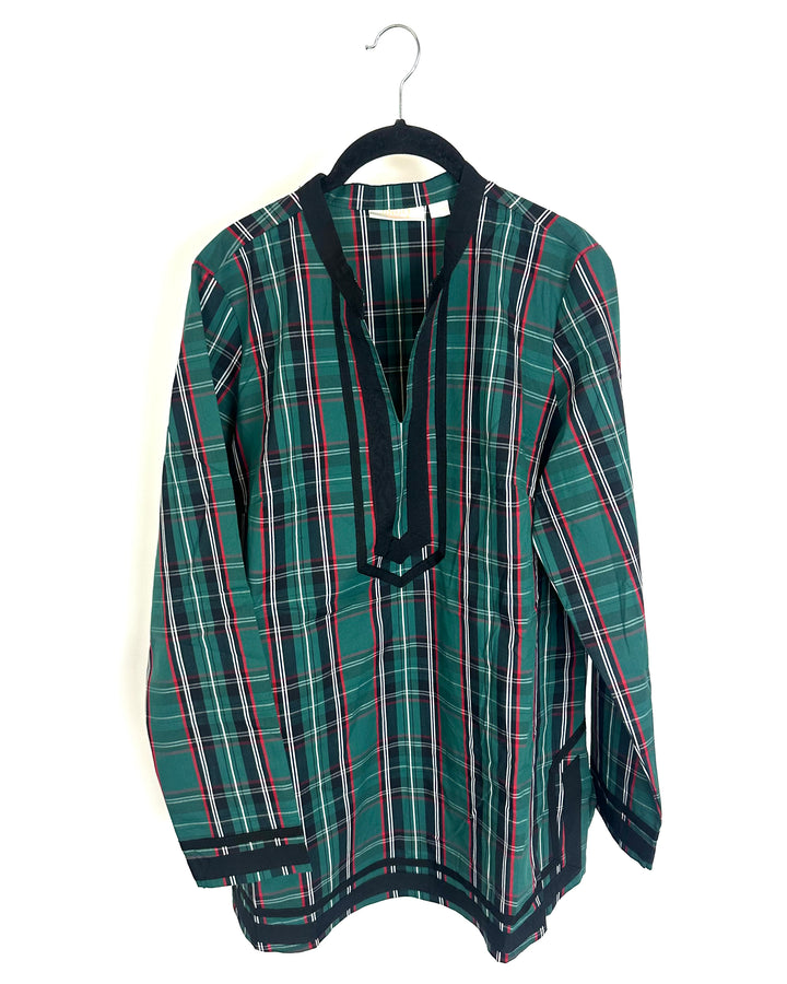 Green Holiday Plaid Tunic Top - Size 6/8