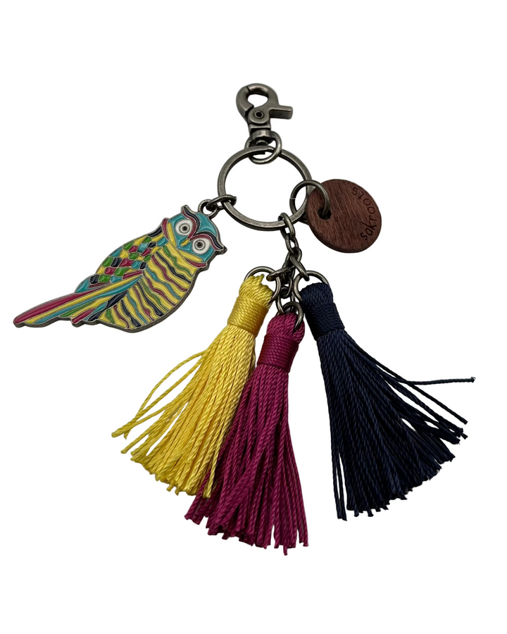 Navy Multicolor Tassel Owl Keychain