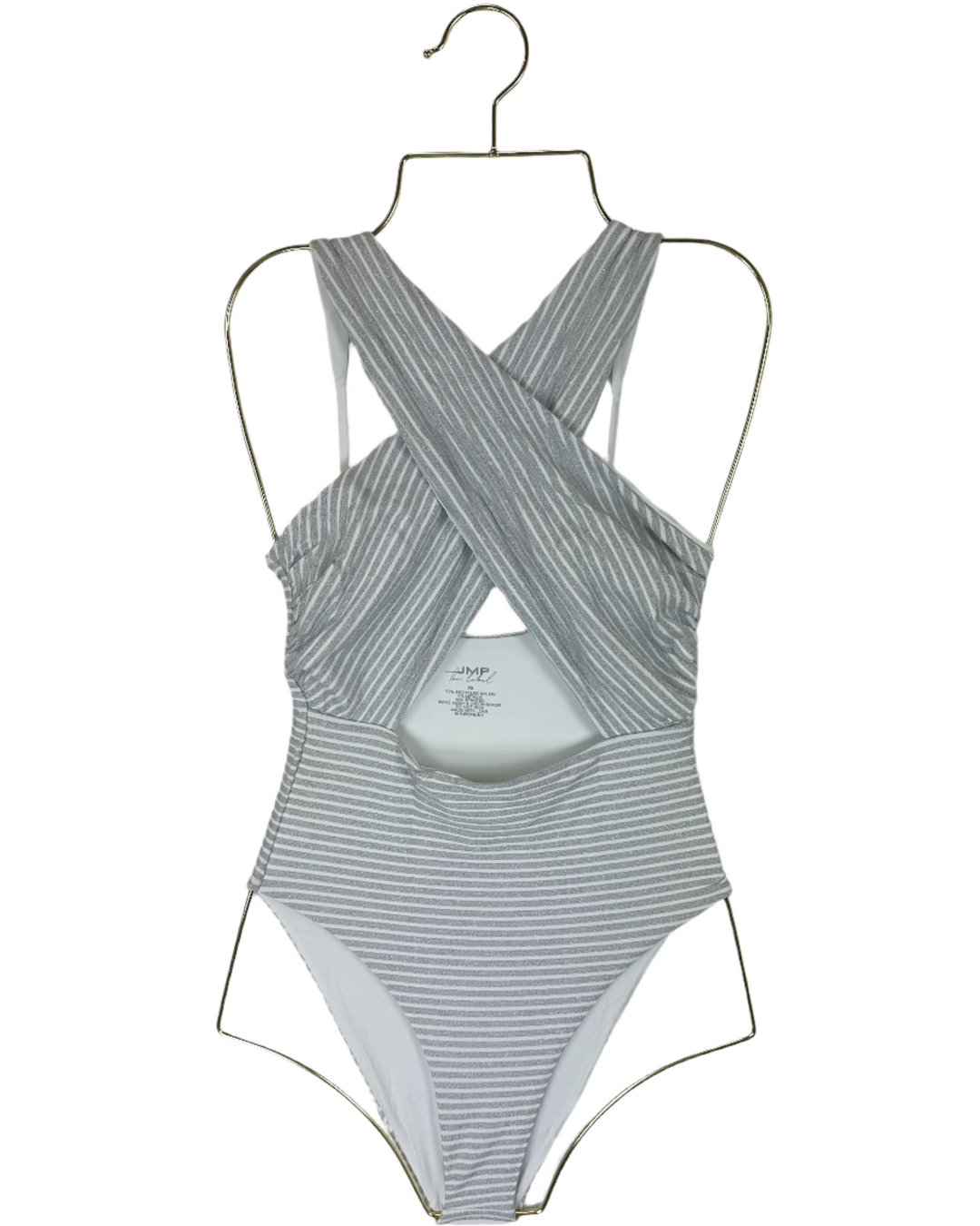 Metallic Silver Halter One Piece Swimsuit -  XS, S, XXL, XXXL