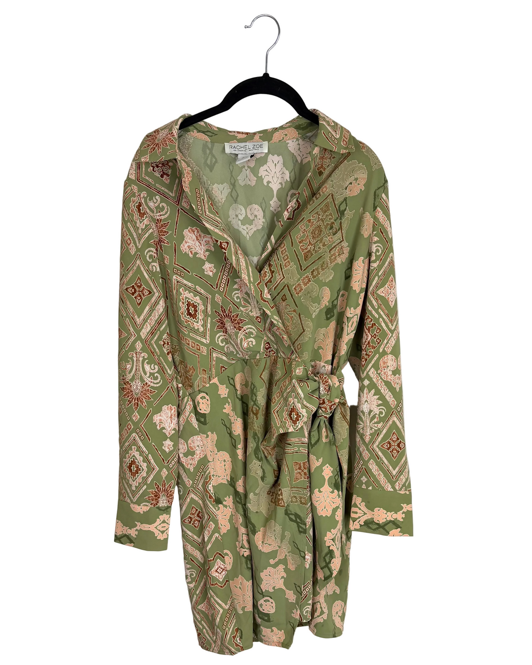 Sage Green and Brown Geometric Dress - Size 4/6 The Fashion Foundation Sage Green and Brown Geometric Dress - Size 4/6 The Fashion Foundation