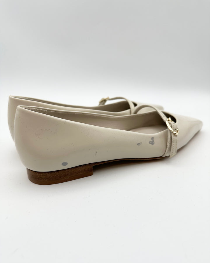 Ivory Pointed Toe Ballet Flat - Size 6.5