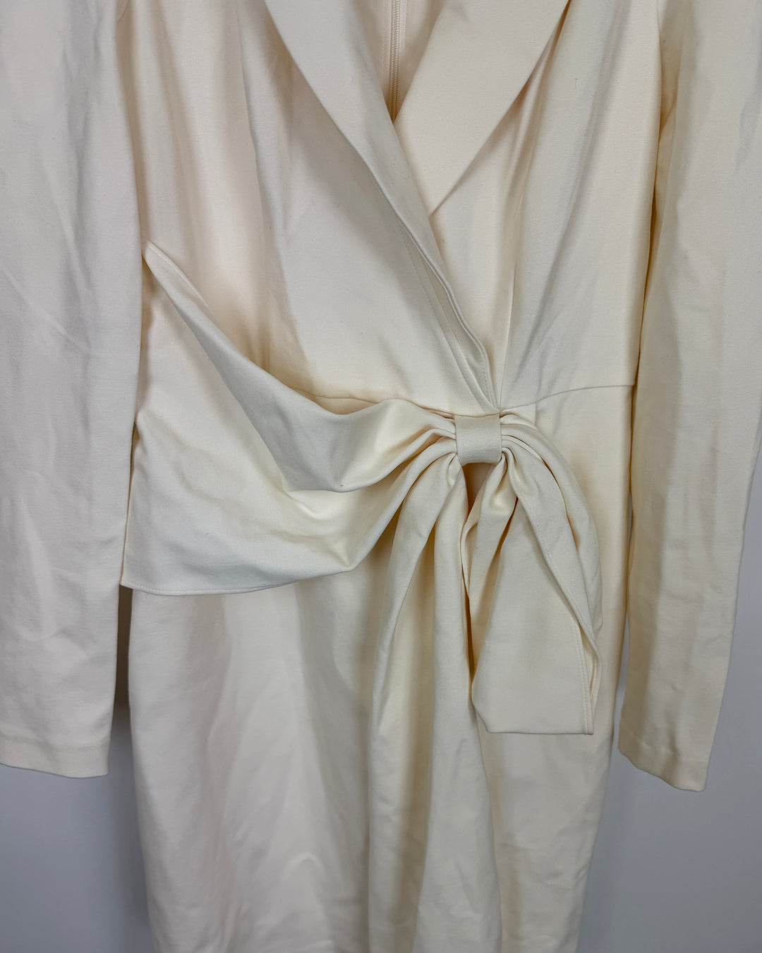 Cream Collared Long Sleeve Dress - Size 0