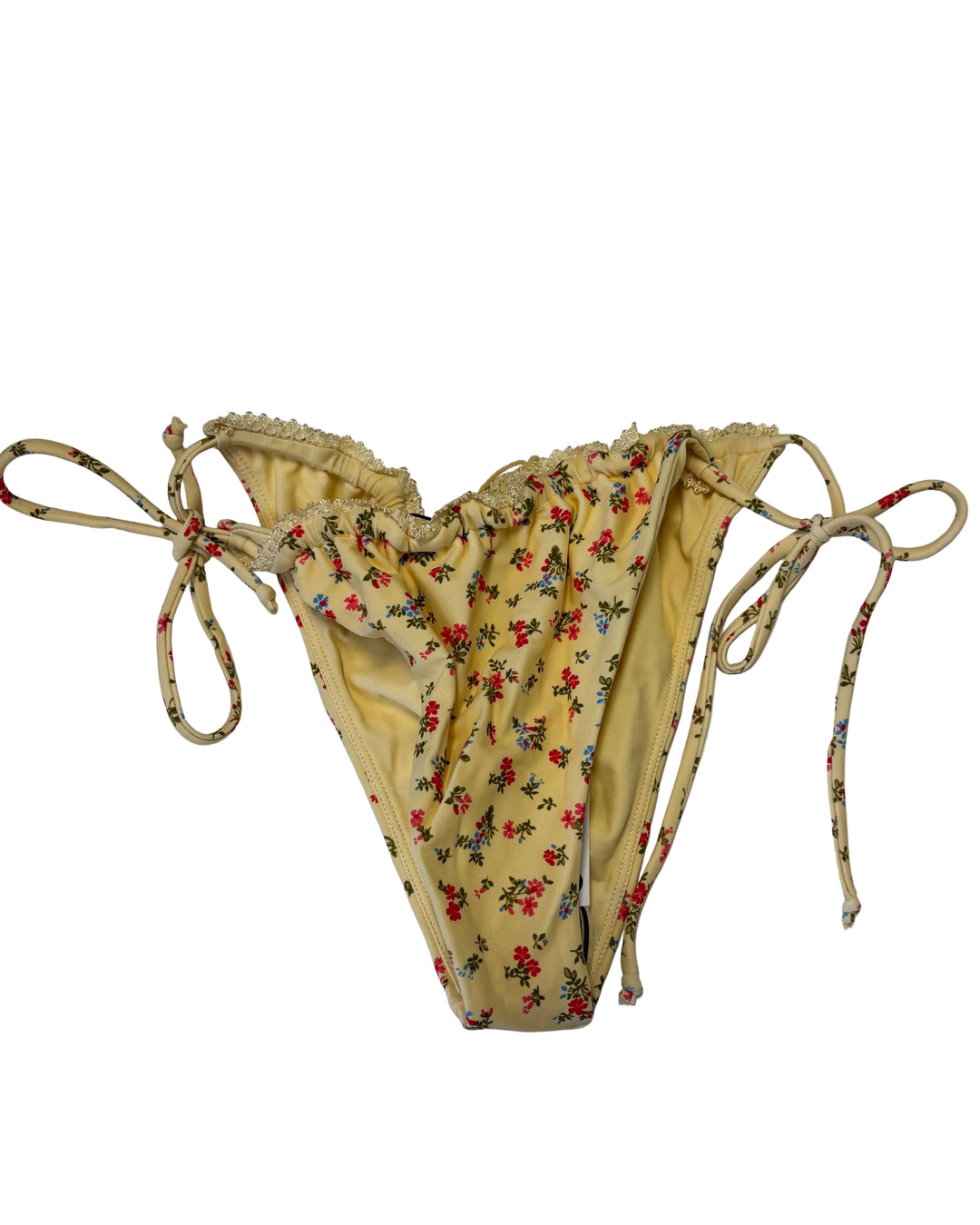 Butter Yellow Lace Floral Bikini Bottom - Size 0/2