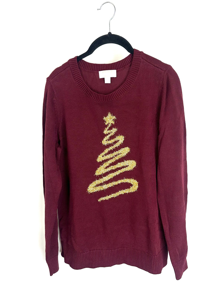 Red Sweater with Gold Tree Detail- Size 6/8