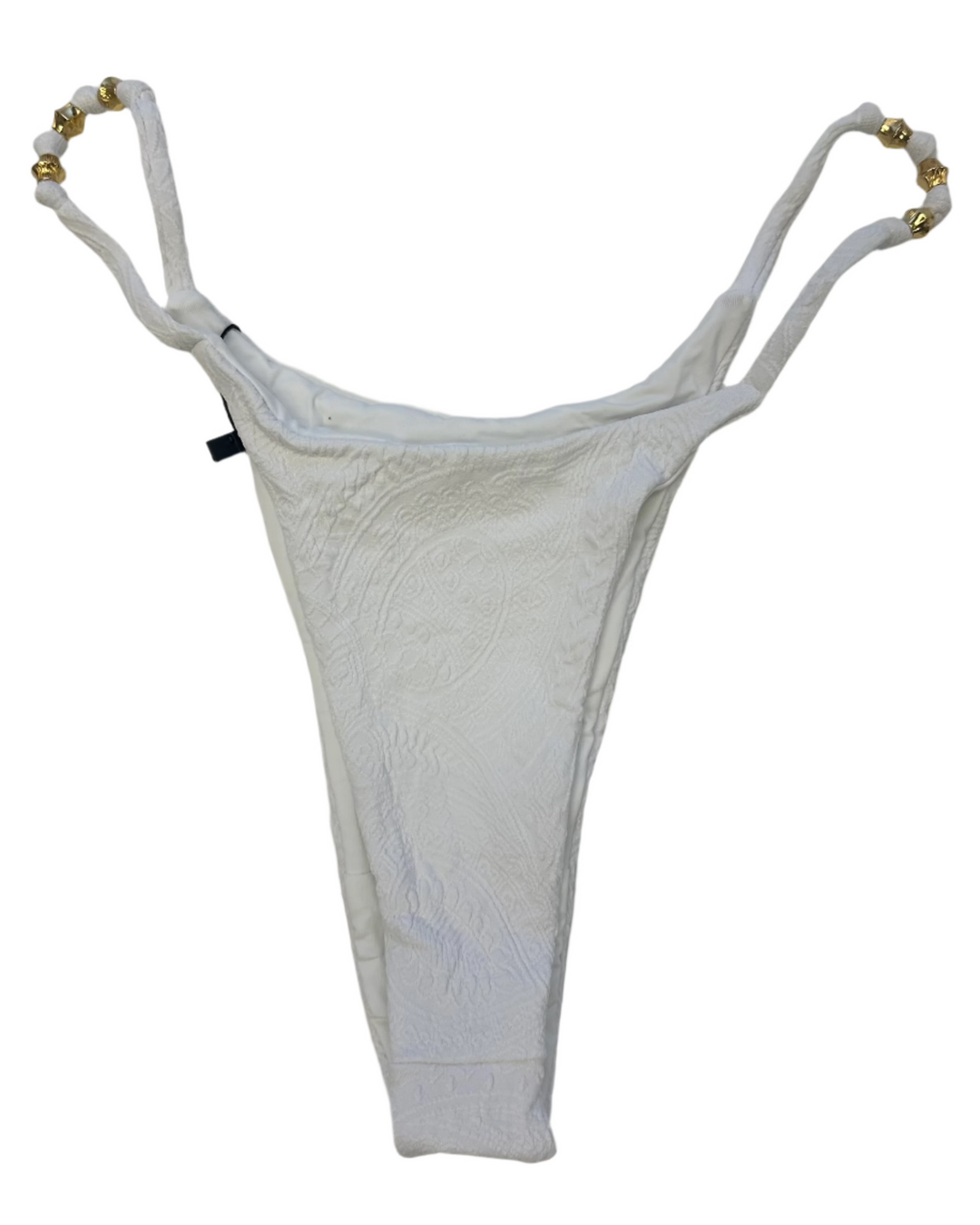 White Embossed Thong Bikini Bottom - S, M, L, XL, XXL
