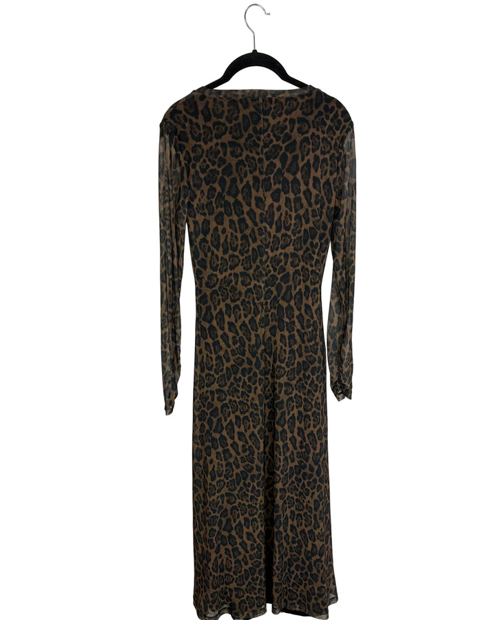 Long Sleeve Leopard Dress - Size 2/4/6/8