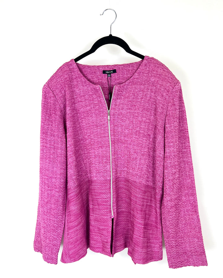 Magenta Pink Zipper Sweater - Size 14/16 Petite