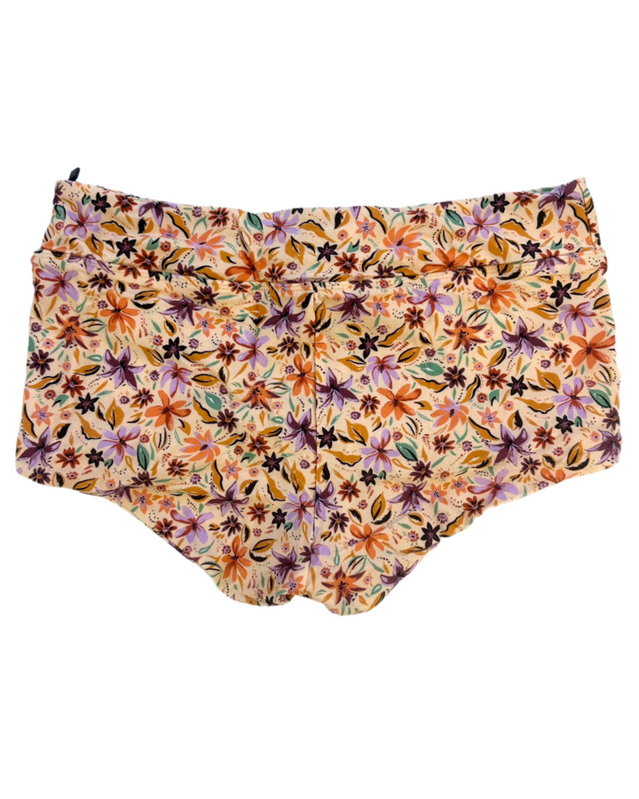 Light Orange Floral Swim Shorts - S and M
