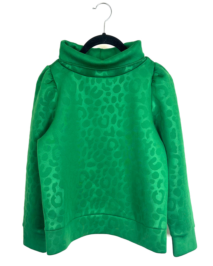 Green Cheetah Scuba High Neck Top - XXS, XS, S