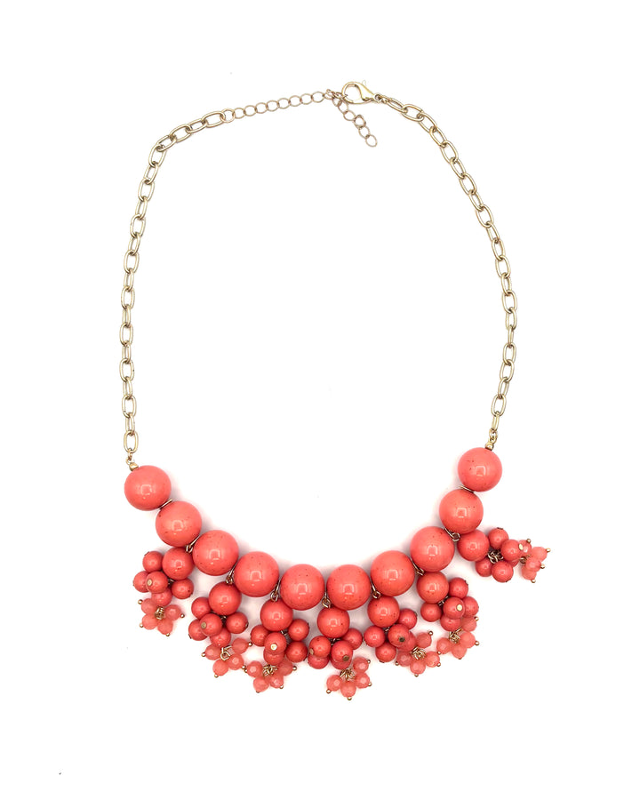 Gold Coral Beaded Statement Necklace
