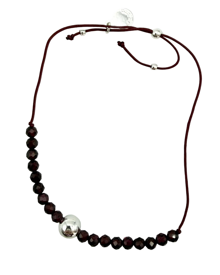 Maroon Rope & Silver Bracelet