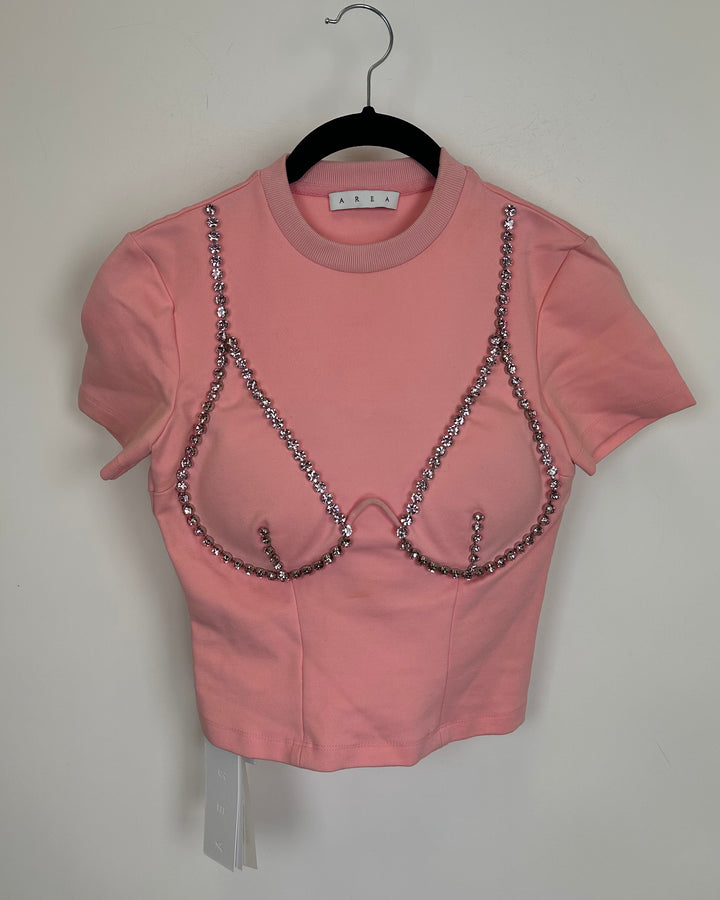 Pink Gem Stone Bustier T-Shirt - Size 2/4, 4/6 and and 6/8