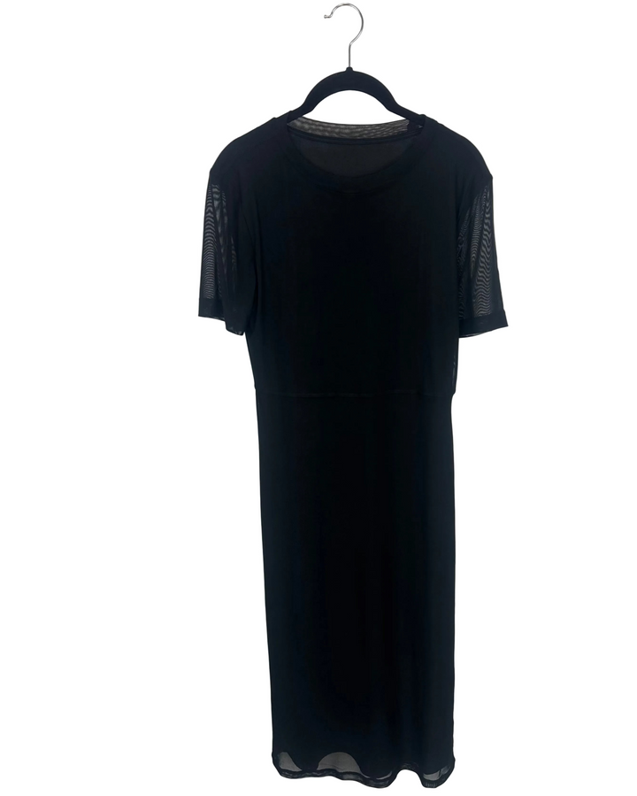Black Mesh Short Sleeve Dress - Size 6/8