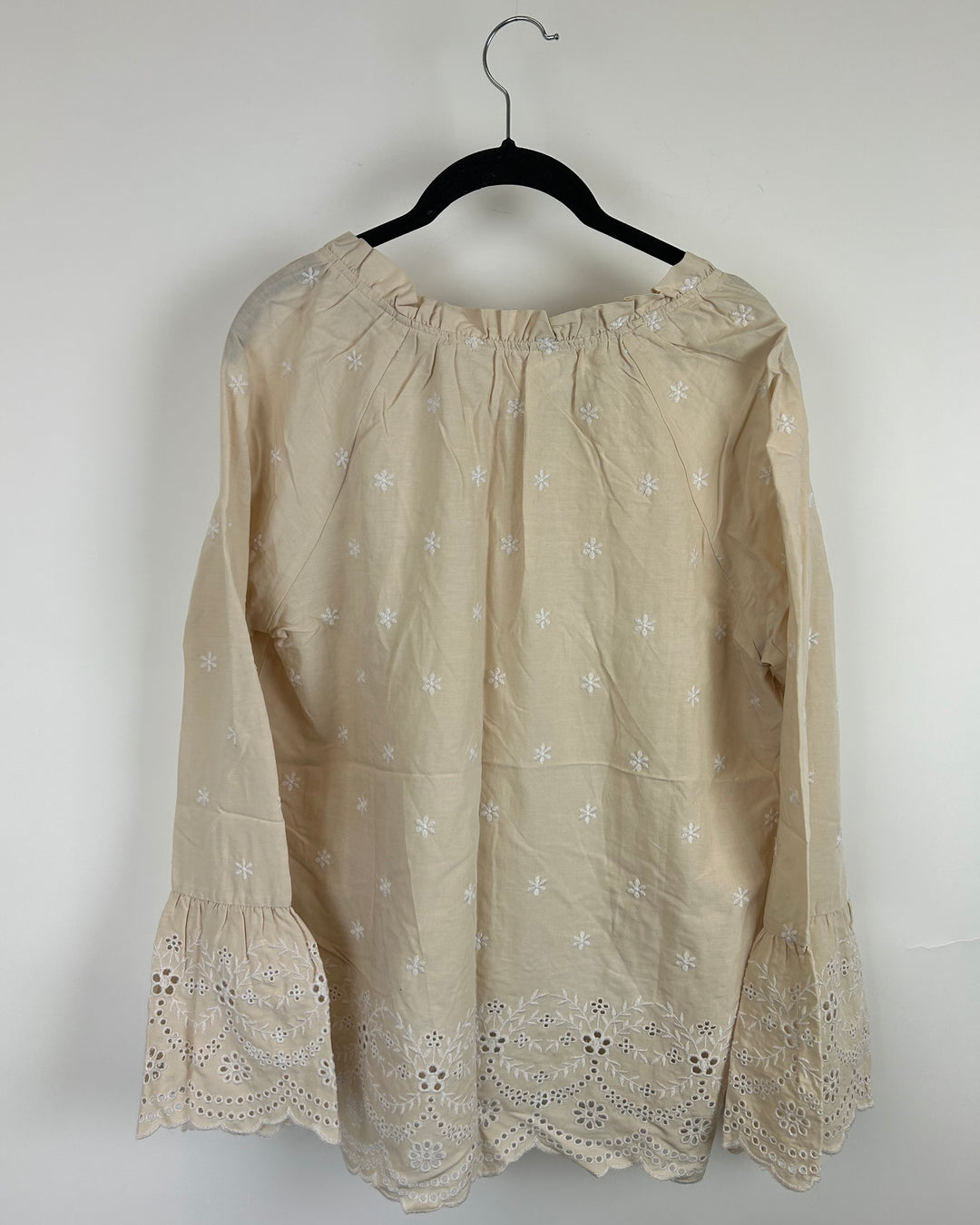 Beige Floral Eyelet Blouse - Size 6/8