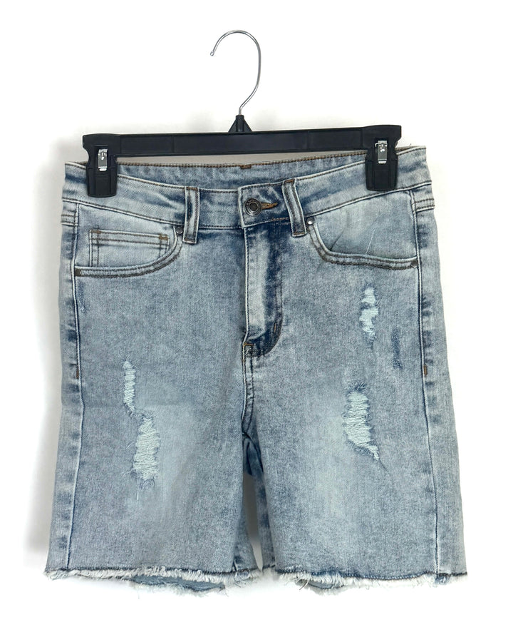 Grey-Blue Ripped Jean Shorts - Size 2/4