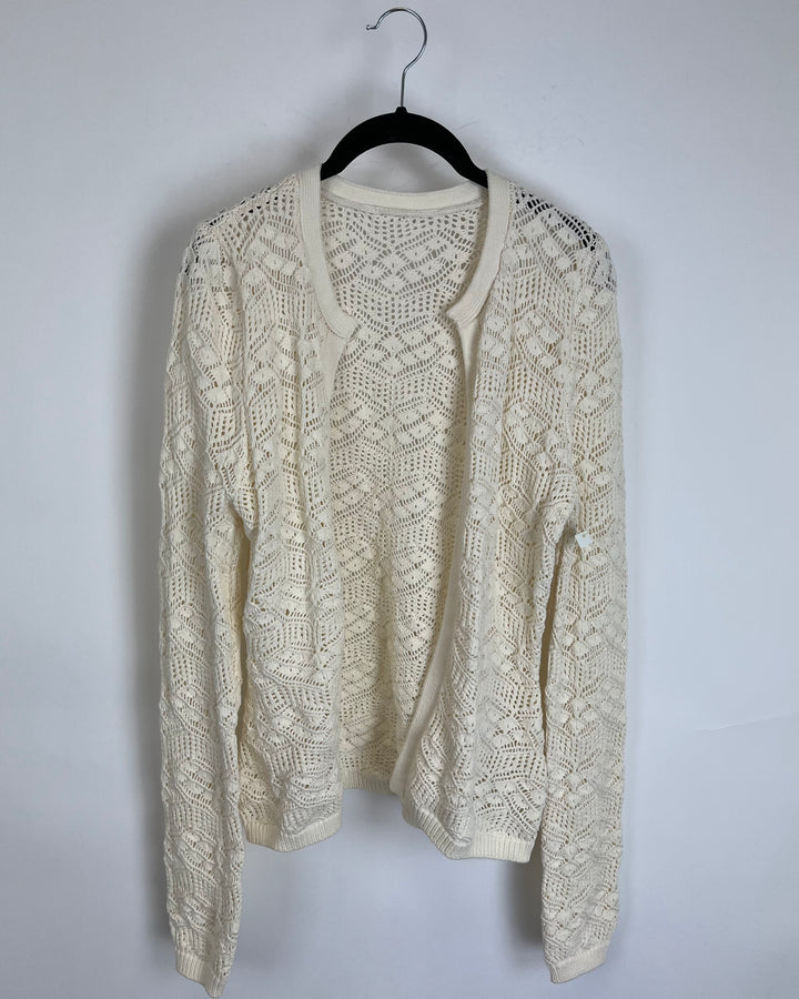Cream Open- Knit Cardigan- Size 4/6