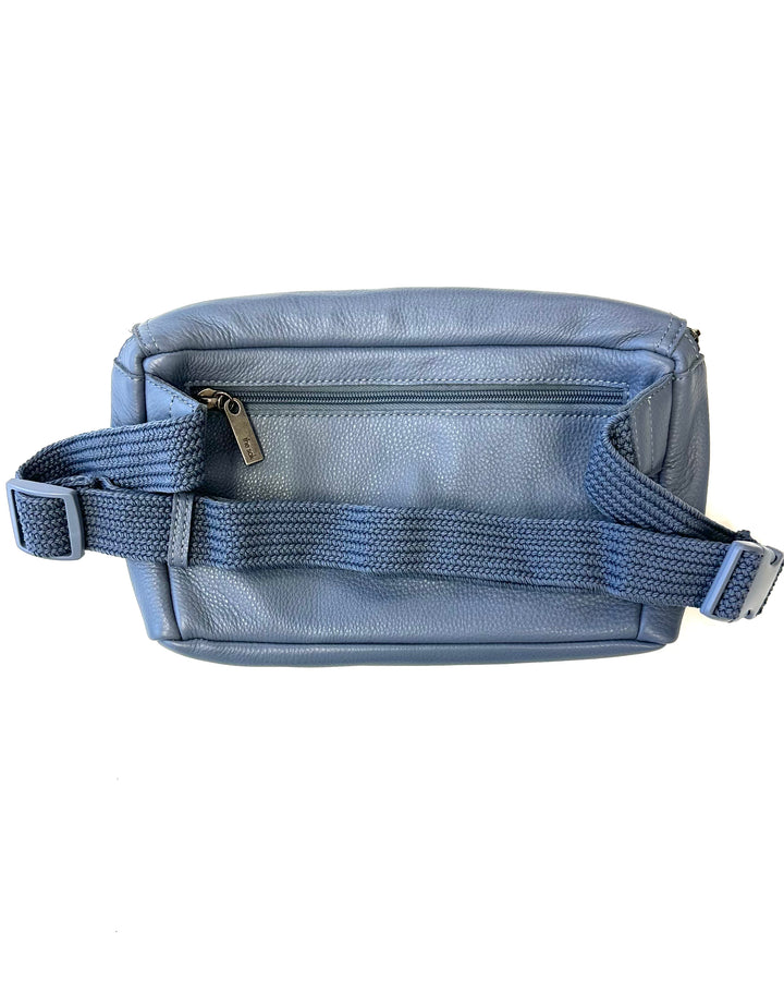 Large Dusty Blue Leather Belt Bag