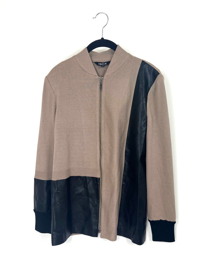 Beige And Black Zip Up Jacket - Size 2-4
