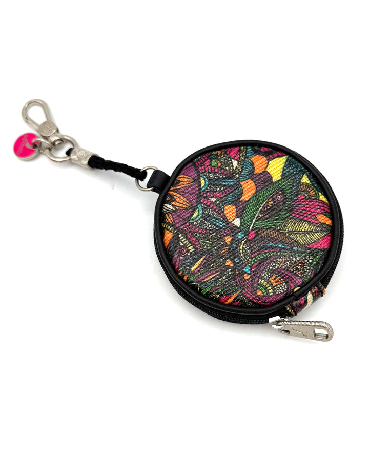 Multicolor Abstract Circular Zippered Keychain