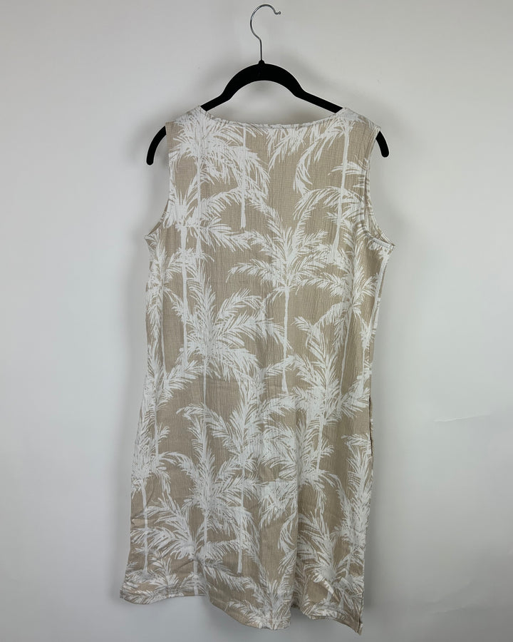Beige Lightweight Palm Tree Dress - Size 6/8