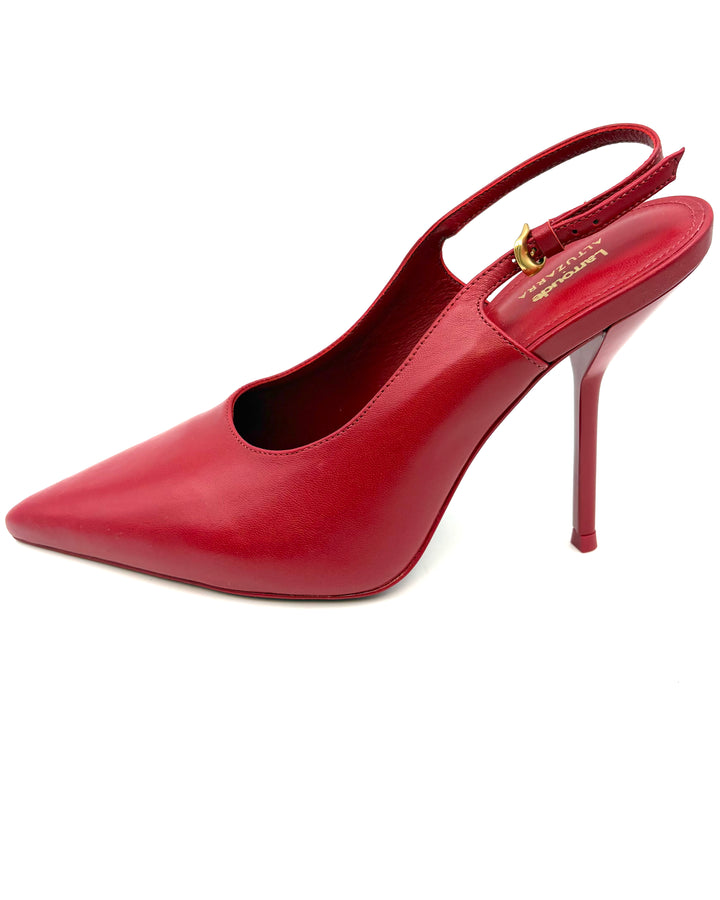 Red Leather Slingback Heels - Size 7