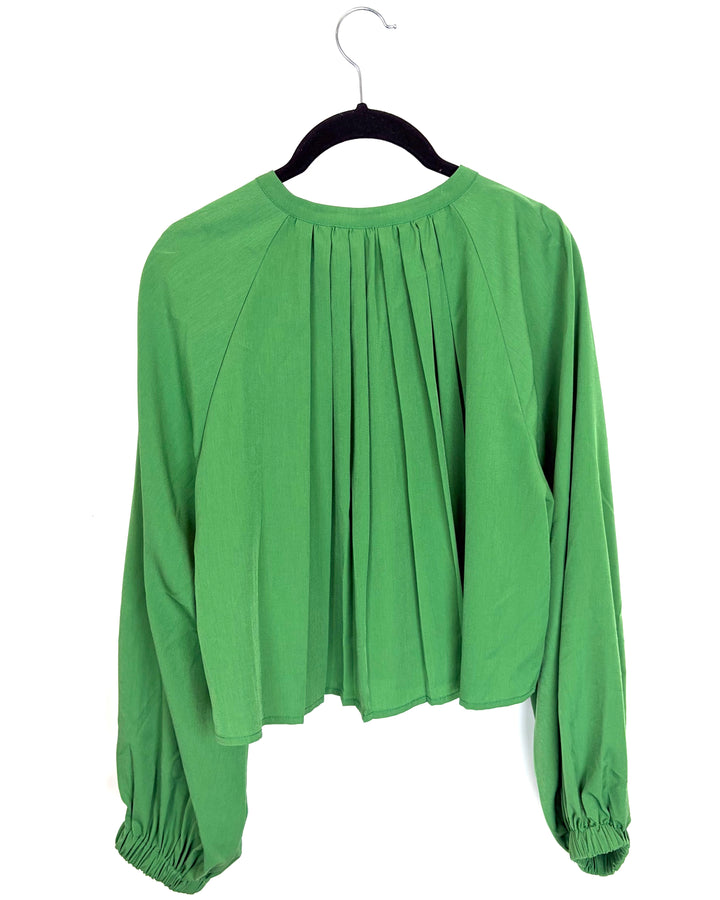 Shamrock Green Pleated Button Down - Size 6/8