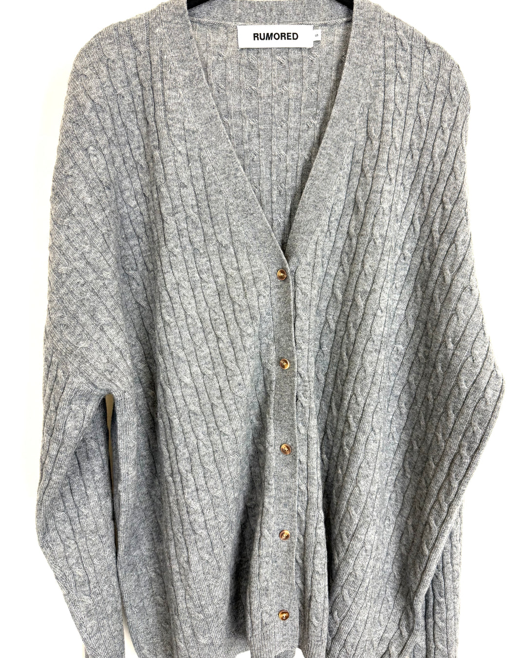 Gray Thin Cable Knit Cardigan - Size 10/12