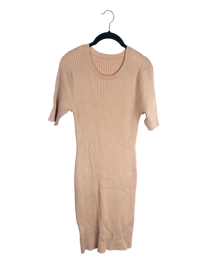 Beige Pink Ribbed Dress - Size 6/8