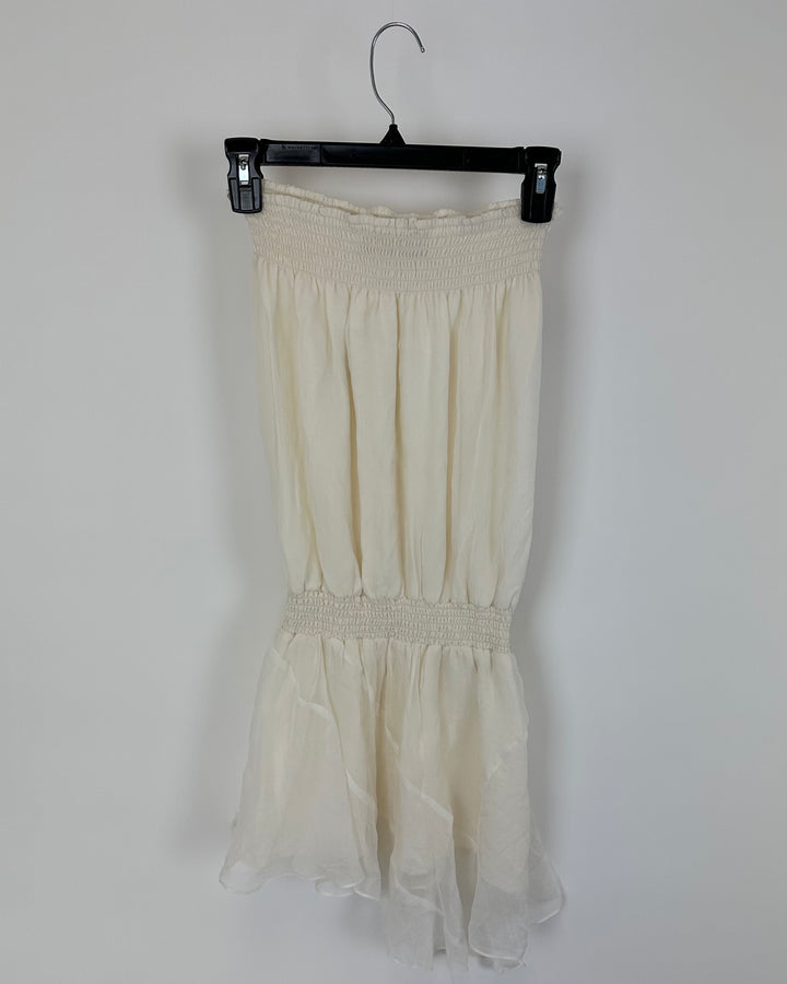 Off White Strapless Dress - Size 0/2