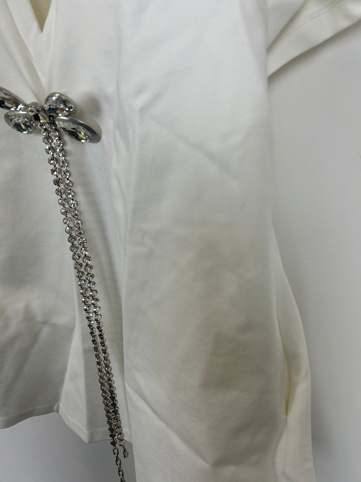 White Fringe Stone T-Shirt Dress - Size 6/8