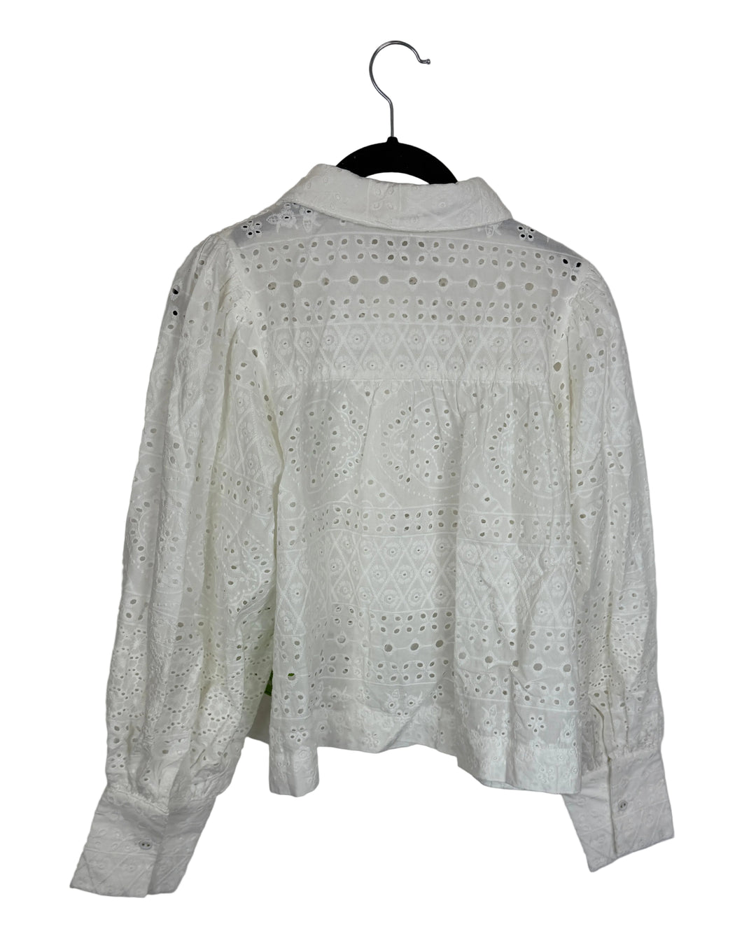 White Eyelet Button Up Long Sleeve- Size 2/4